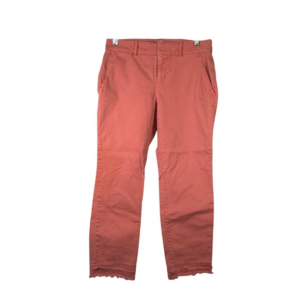 Loft Womens Size 0P Coral Cotton Blend Frayed Hem Pants